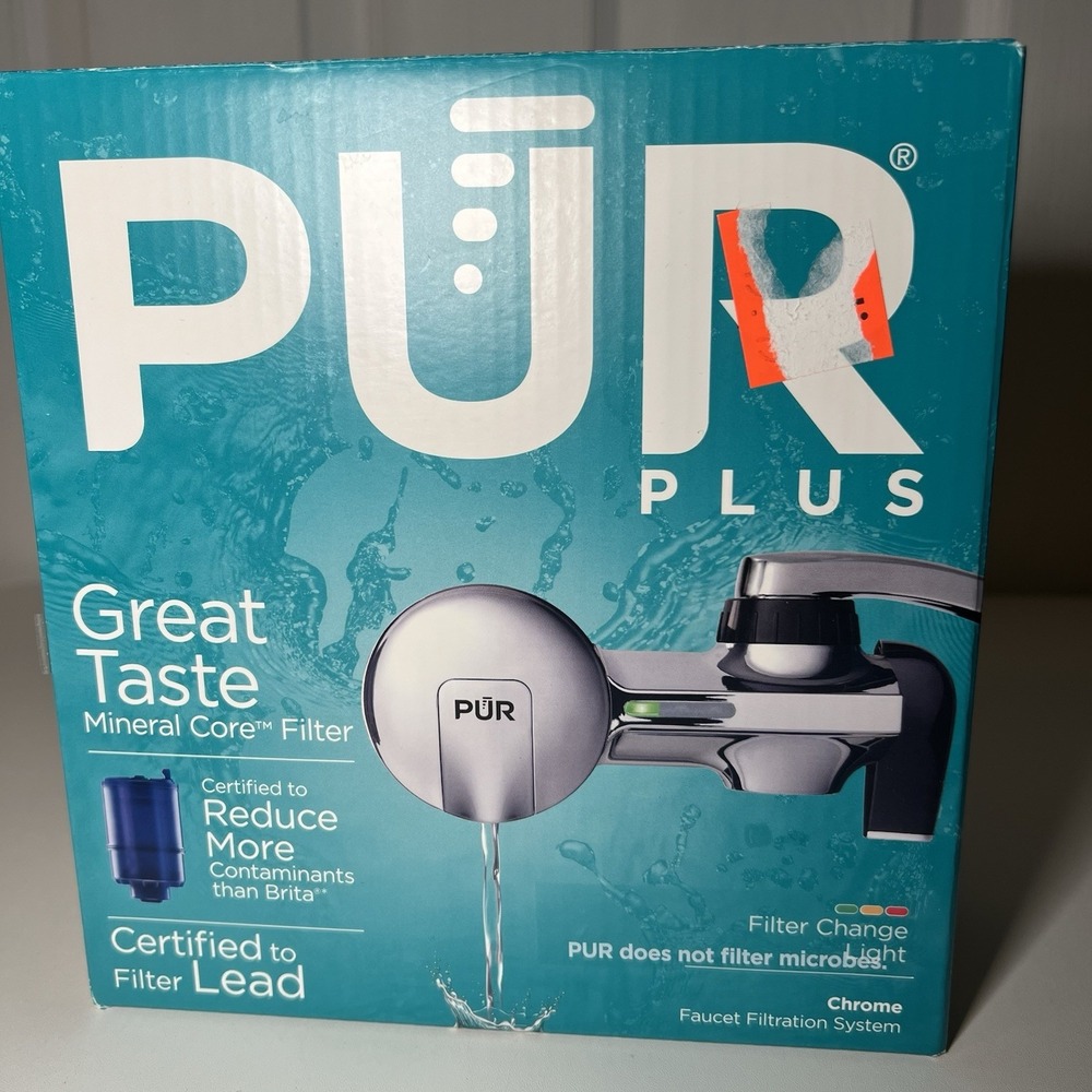 PUR Plus Chrome Horizontal Faucet Mount Water Filtration System, model PFM400H